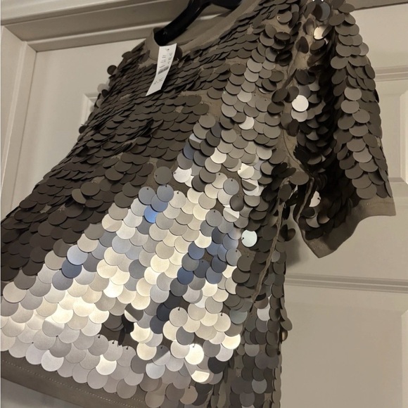 NWT J.Crew Bronze Sequin Tee (cotton) Sz Medium. MSRP $168. Sale $56 - Picture 4 of 8